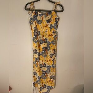 Floral Yellow and Blue Dress